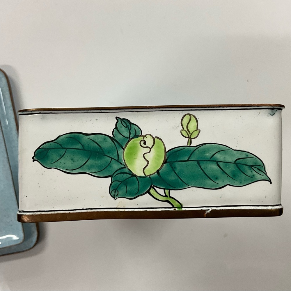 Magnolia 🌿 Asian Cloisonné Beautiful Enamel Trinket Box - Picture 5 of 14